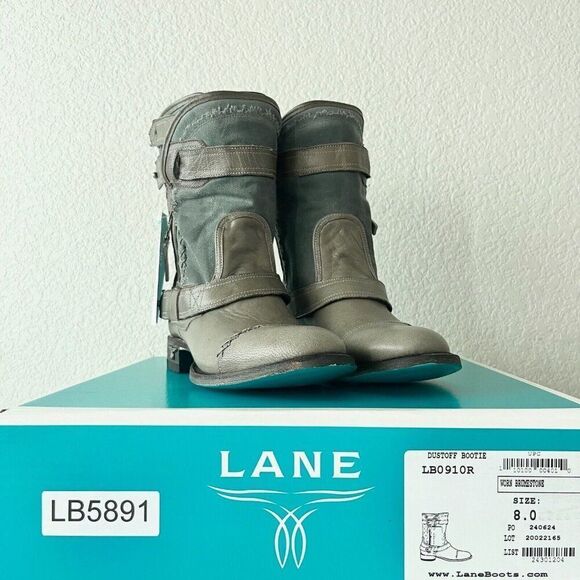 Lane Dustoff Women’s Western Boots Gray Moto Harness Zip Ankle Size 8 - Picture 10 of 11